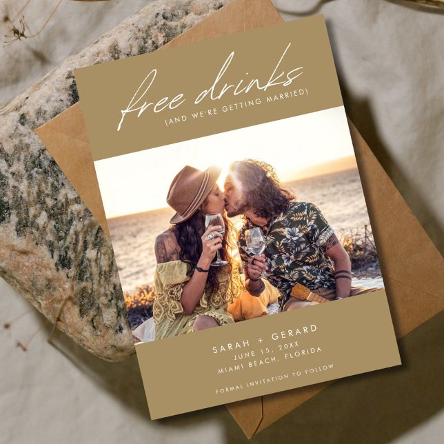 Save The Date Funny Open Bar Mariage photo (Funny Open Bar Photo Wedding Save The Date)