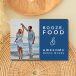 Save The Date Funny Photo Beach Wedding Enregistrer la date<br><div class="desc">Donnez le ton pour une fête amusante avec notre Funny Photo Beach Wedding Save the Date. Doté d'un design photo animé sur le devant et d'un message ludique "Booze, food and bad dance bouge", cette carte est parfaite pour les couples qui veulent ajouter une touche d'humour à leurs annonces mariages....</div>