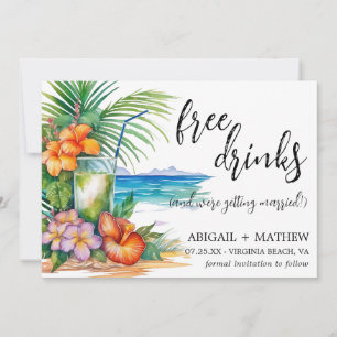 Save The Date Funny Tropical Cocktail Beach Mariage photo tendan