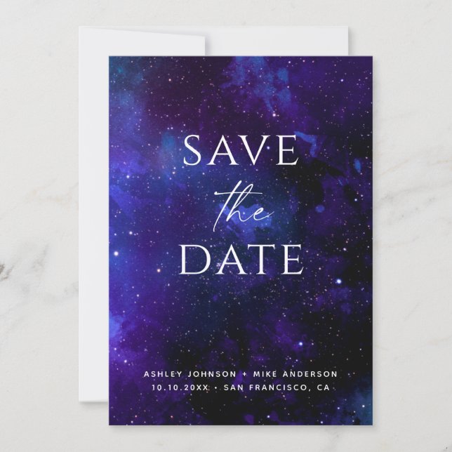 Save The Date Galaxy Planetarium Wedding | Space Starry Night  (Devant)