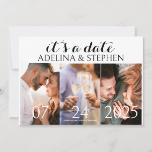 Save The Date Galerie de trois photos de script simple moderne C