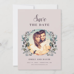 Save The Date Garden Crest Mauve Purple Mariage Floral Photo