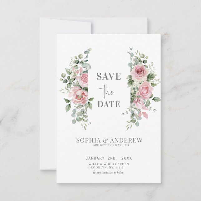 Save The Date Garden Love Rose Rose Peony Mariage (Devant)