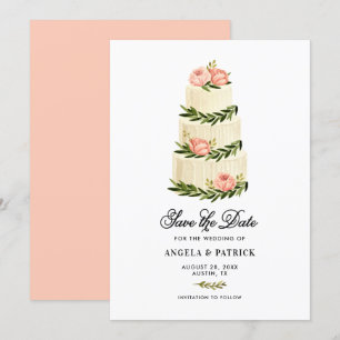Save The Date Gâteau à étages rustique aquarelle