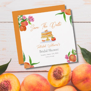 Save The Date Gâteau aux Pêches à l'aquarelle avec Fleurs de Mar