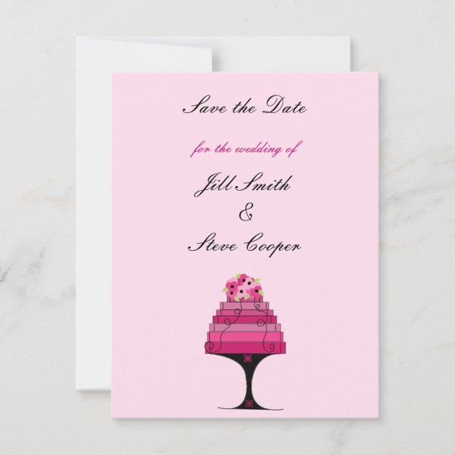Save The Date Gâteau de Mariage Élégant Enregistrer la Date (Devant)