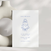 Gâteau de mariage minimaliste bleu français vintag
