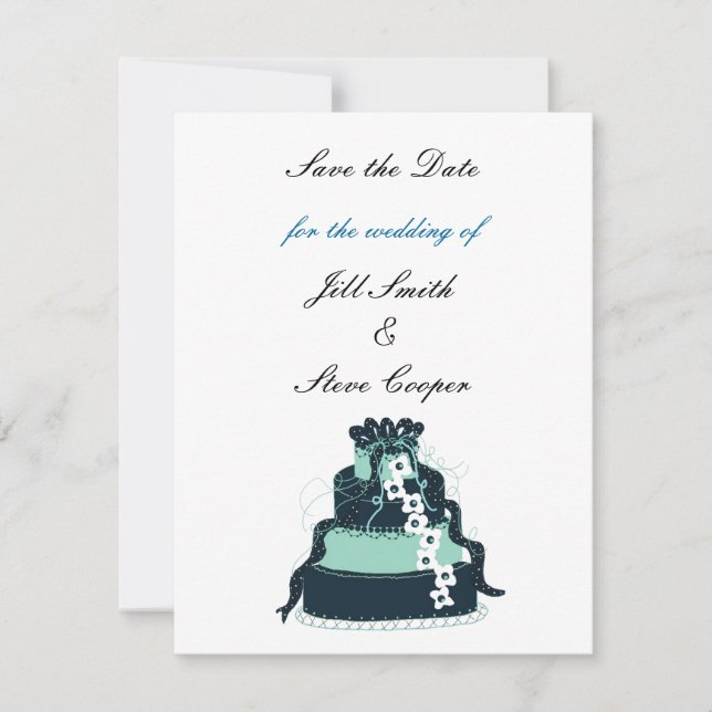 Save The Date Gâteau de Mariage Turquoise Enregistrer la Date (Devant)
