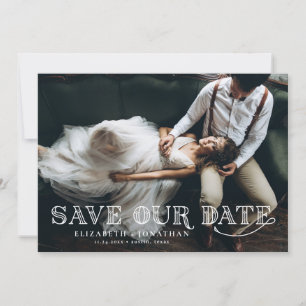 Save The Date Gatsby Art Déco Lettres superposition Photo