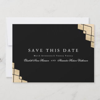 Save The Date Gatsby Géométrique Or Calligraphie