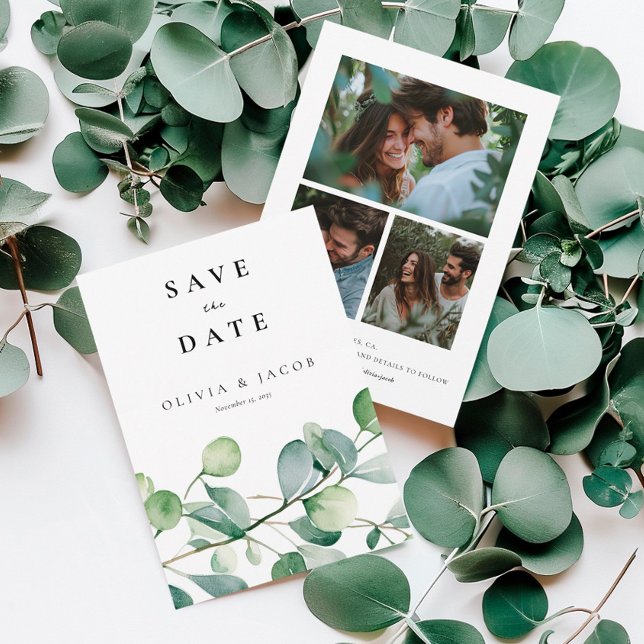 Save The Date Gaufrage Eucalyptus Aquarelle (Créateur téléchargé)