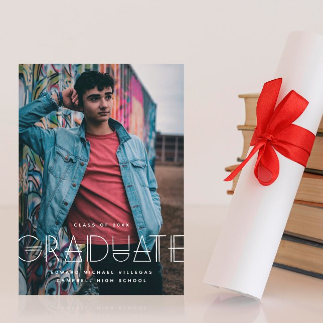 Save The Date Geo Grad Modern Typography Graduation Announcement (Créateur téléchargé)