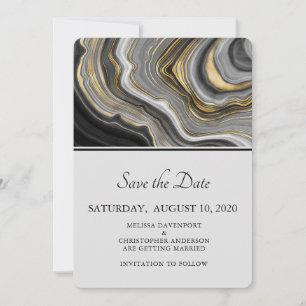 Save The Date Géode Géode Géode Gris et Or Moderne Mariage
