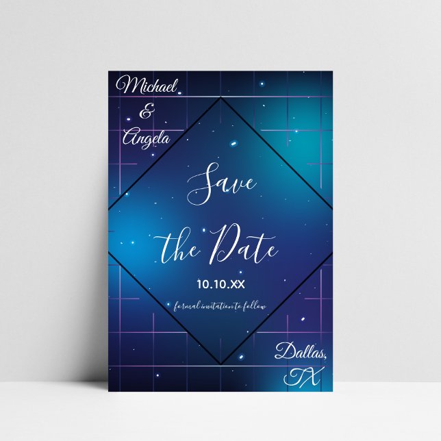 Save The Date Géométrique futuriste 80s Style Galaxy Retro Vibe (Créateur téléchargé)