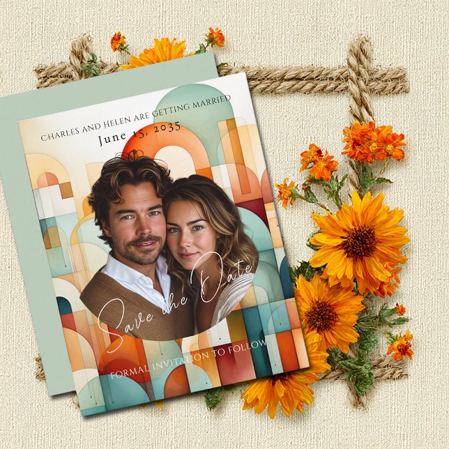 Save The Date Géométrique moderne Enregistrer la date, Magnet ph (Créateur téléchargé)