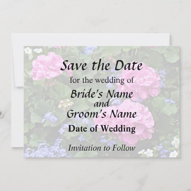 Save The Date Géraniums et Pervenche (Devant)