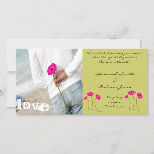 Save The Date Gerber framboise sur la chaux Enregistrer la date (Devant)