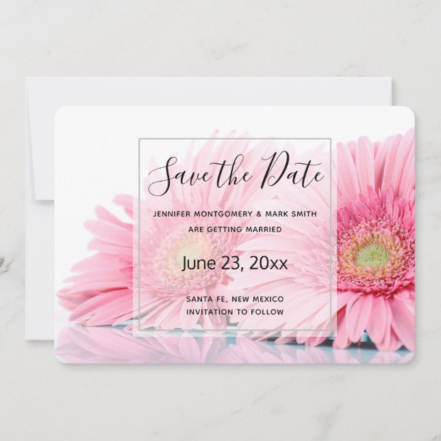 Save The Date Gerbéra daisies roses Photo élégante (Devant)