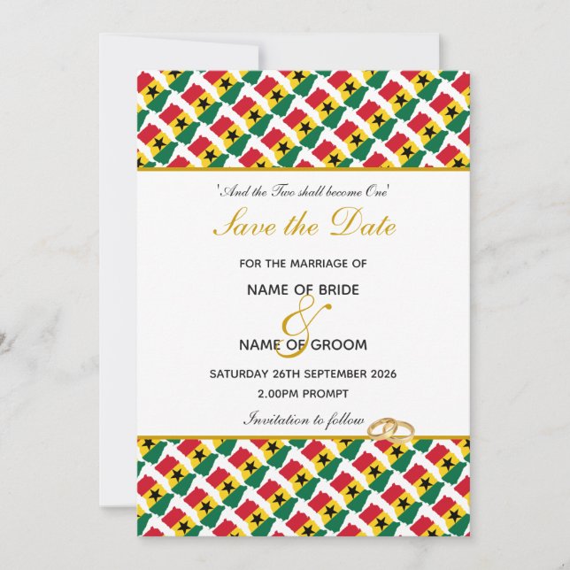 Save The Date GHANA Mariage Célébration Chrétienne (Devant)