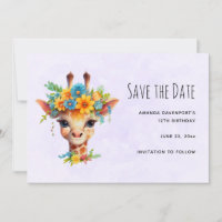 Giraffe mignonne à couronne florale