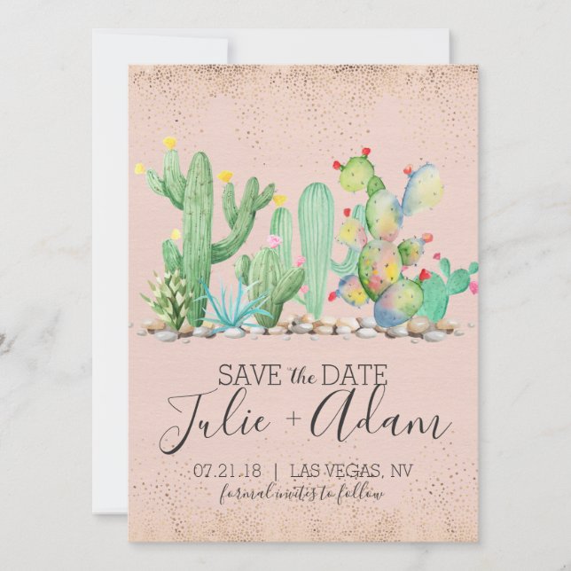 Save The Date Glam Cactus Mariage Enregistrez la Date (Devant)