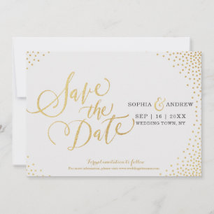 Save The Date Glam faux or parties scintillant calligraphie enre