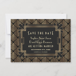 Save The Date Glam Roaring 20's Gold Black Great Gatsby