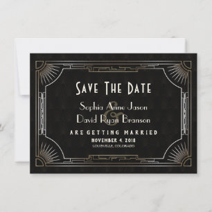 Save The Date Glamour Great Gatsby Gold Art Déco Mariage