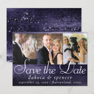 Save The Date Glitzy Foil   Indigo Midnight Dark Purple 3 Photo