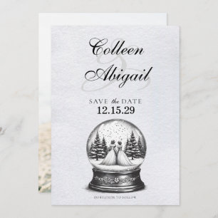 Save The Date Globe des neiges des mariées