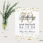 Save The Date Gold 70th Birthday Save Date Confetti<br><div class="desc">Elégant design "70th Birthday Party" avec Gold Faux Parties scintillant Confetti Blanc et nom personnalisé et détails texte. Facile à utiliser et facile à personnaliser. Commandez aujourd'hui !</div>