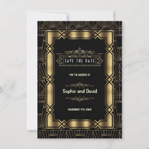 Save The Date Gold Black Art Deco Gatsby années 1920 Enregistrer