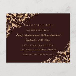 Save The Date Gold Burgundy Vintage Floral Wedding Enregistrer L
