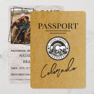 Save The Date Gold Colorado Passeport Enregistrer La Date