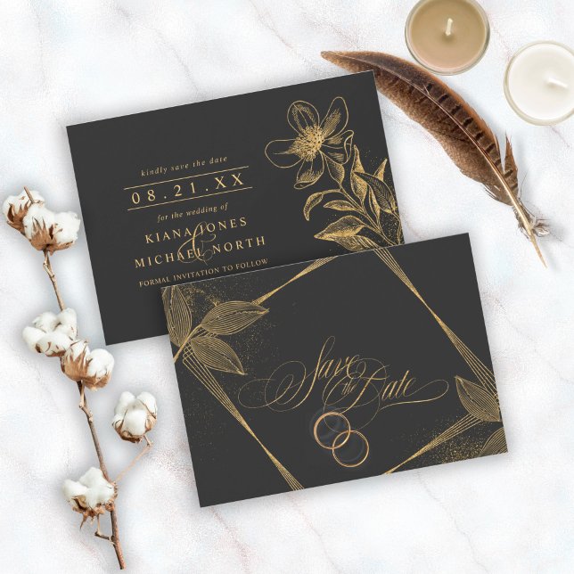 Save The Date Gold Dust & Outlines Mariage Black/Gold ID835 (Créateur téléchargé)