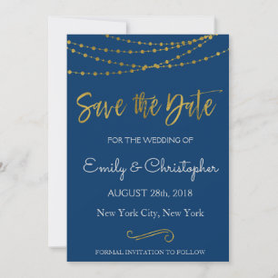 Save The Date Gold Foil String Lights et Script Enregistrer la d