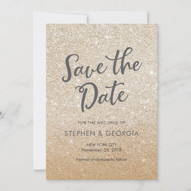 Save The Date Gold Glittery Enregistrer notre date d'invitation  (Devant)