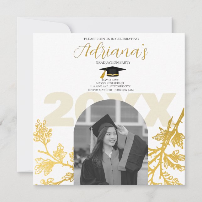 Save The Date Gold Graduation Party Enregistrer la date (Devant)
