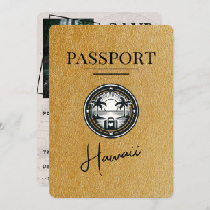 Save The Date Gold Hawaii Passport Enregistrer La Date