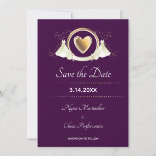 Save The Date Gold Heart Femme Mariage   Enregistrer la date