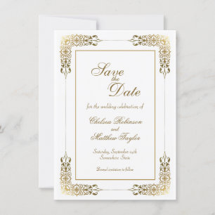 Save The Date Gold Lace Bordure Mariage Enregistrer la date