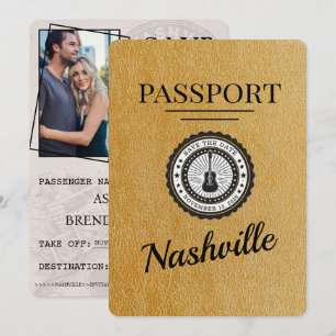 Save The Date Gold Nashville Passport Enregistrer La Date