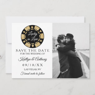 Save The Date Gold Parties scintillant Poker Chip Casino Mariage