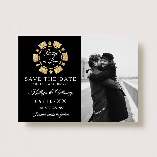 Save The Date Gold Parties scintillant Poker Chip Casino Mariage (Créateur téléchargé)