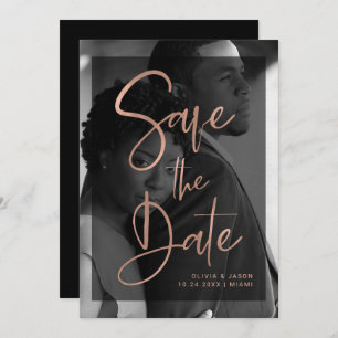 Save The Date Gold Rose moderne et revêtement noir Photo