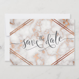 Save The Date Gold Rose profond / Calligraphie en marbre de cuiv