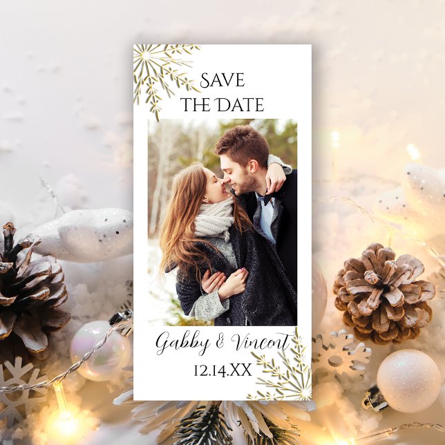 Save The Date Gold Snowflake Mariage d'hiver Enregistrer la date (Créateur téléchargé)