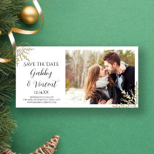 Save The Date Gold Snowflakes Mariage d'hiver Enregistrer la dat