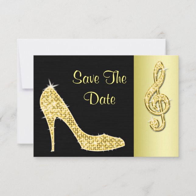 Save The Date Gold Stiletto & Treble Cleft 50e Enregistrer la da (Devant)