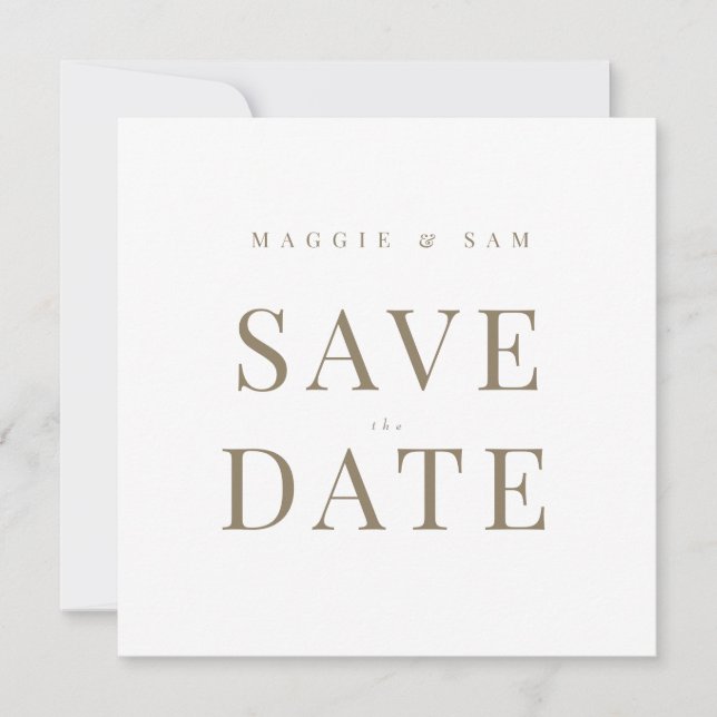 Save The Date Gold Text Blanc Contemporary Carré Enregistrer la  (Devant)